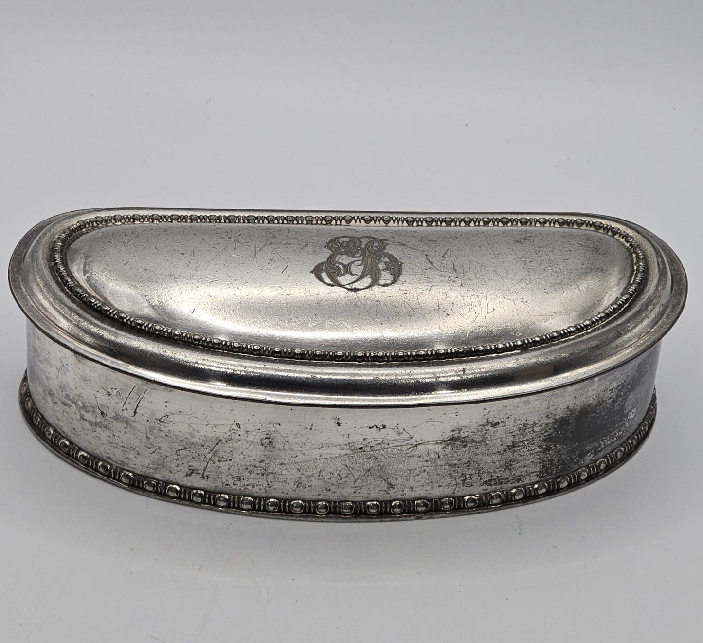 Vintage Knickerbocker Silver Co. Silver Plated Jewelry Box Hinged -19x9x6cm