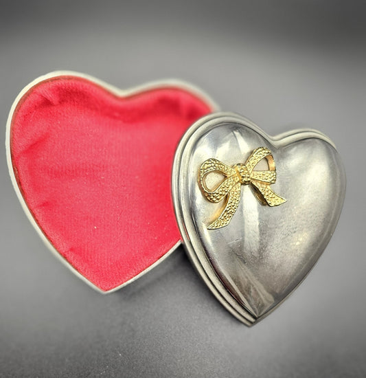 Heart Shaped Silver Plated Jewelry Box.