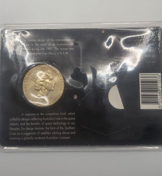 1992 Australia $5 Coin International Year of Space Royal Australian Mint Carded
