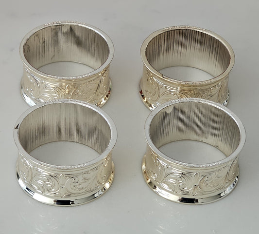 Set of 4 Vintage Mayell EP On Zinc Silver Plated Napkin Rings Made in England