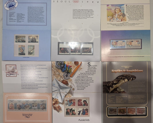 Australia Post Stamp Packs Collection Bundle Vintage 1980s Philatelic Memorabili