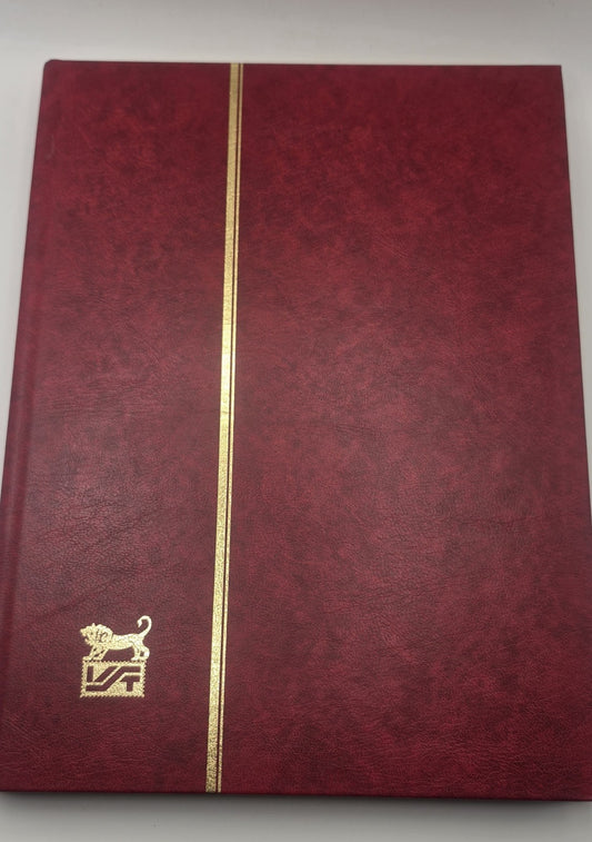 16 Sheet (32 Page) Lighthouse Stamp Maroon Red Gold Gilt Empty Stockbook Album
