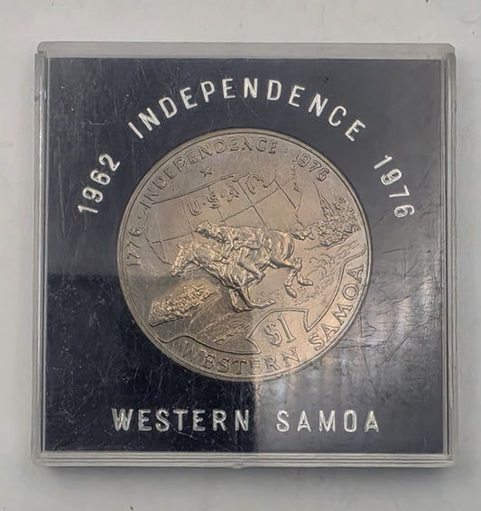 1976 Western Samoa $1 One Tala US Bicentennial Independence Coin Plastic Case