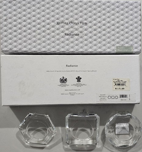 ROYAL DOULTON Radiance Collection Set of 3 Glass Mini Photo Frames Box