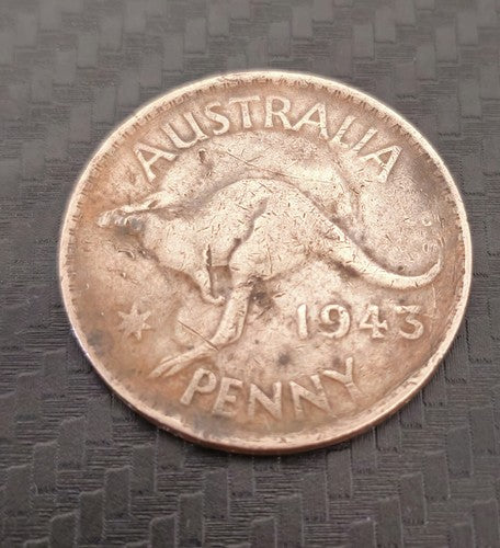 1943 Australian Penny Ghosting BIG Lamination Weak Strike Errors COIN