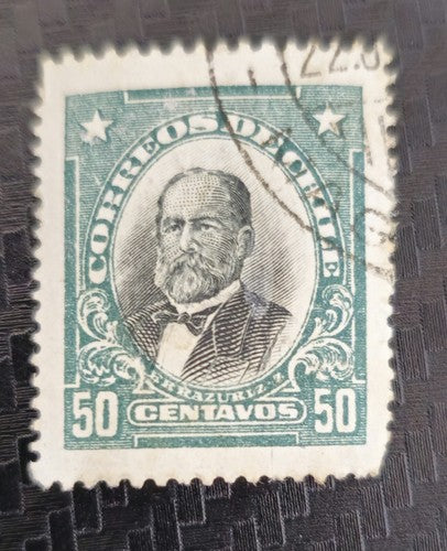 VINTAGE 1886-1891 Jose Manuel Malmaceda Chile fifty centavo stamps- 2 Pc's