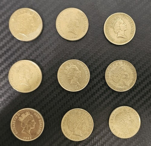9*New Zealand two Dollar 1990-91-98-2003-05-08-11-15 Queen Elizabeth Coin