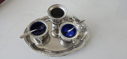 SilverPlated Condiment Set-Salter, Mustard & Salt, & Pepper Shaker