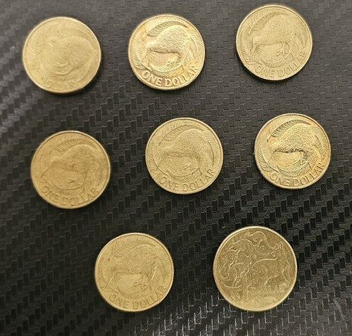9*New Zealand two Dollar 1990-91-2008-10-13-15 Queen Elizabeth Coin