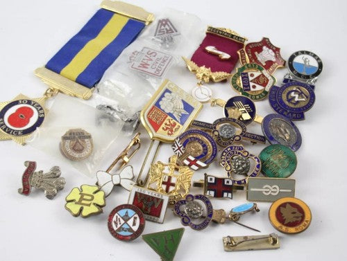 Enamel Badges Vintage Pins Inc Union, Royal, School, Sporting, Religious etc x30