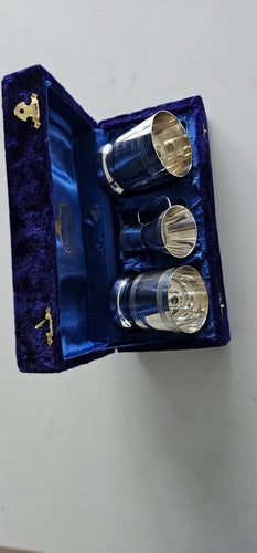 Vintage 3-Piece Silver-Plated Mugs In Original Box