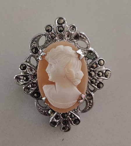 Costume Cameo Jewlery Portrait Vintage Floral Ornate Brooches Pendant-#01129