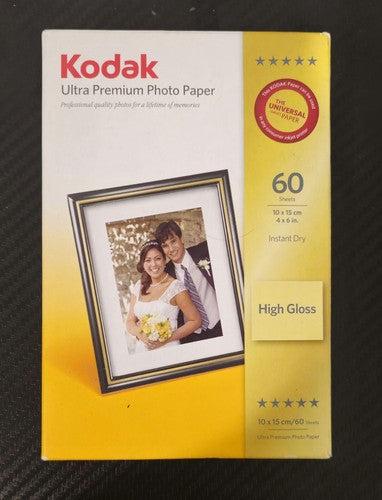 Kodak Ultra-Premium Photo Paper 60 sheets High Gloss 4x6" 10x15cm