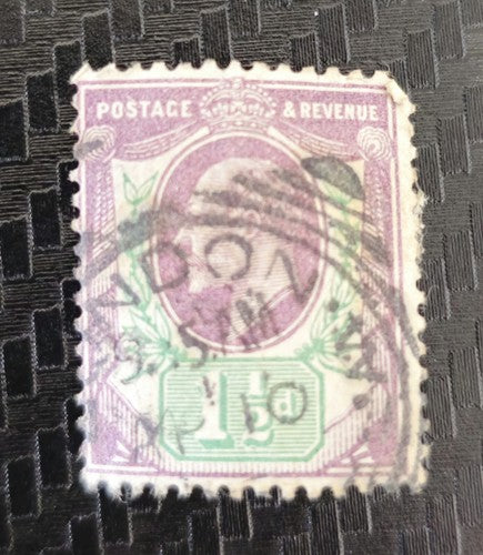 1902 Great Britain Sc #129 - 1½p KEVII Used Liverpool postage stamp