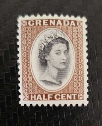 Grenada Half Cent 1953 QEll Black and Brown Stamp