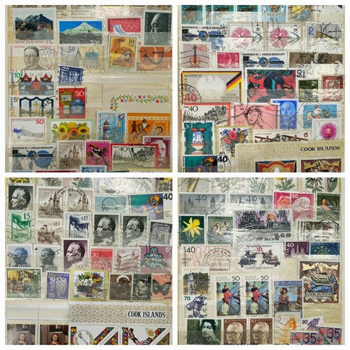 Vintage Double-Sided 10 Pages Full Album Of International Used stamps#0113