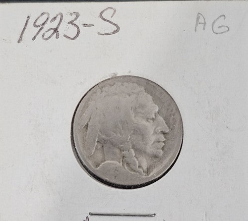 1923 S Five 5 Cents RARE Buffalo Nickel USA United States of America SAN