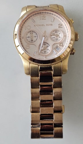 Michael Kors MK-5128 Rose Gold-Tone Women's Watch - Working Condition