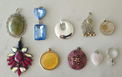 10 pc's Pendants Mixed Tone Abalone Rose MOP Heart