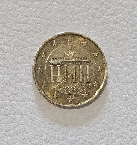 EUROPEAN UNION (GERMANY) 🇪🇺/🇩🇪 TWENTY (20) EURO CENTS COIN 2002 F STUTTGART