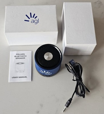 🎶 AGL Polaris Bluetooth Speaker with User Manual and Charging Cable