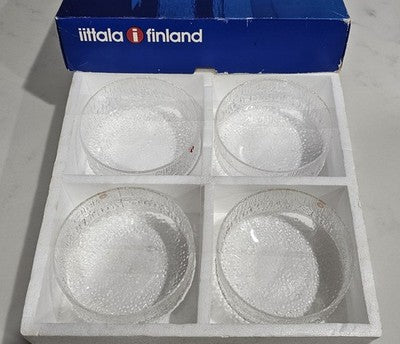 Set of 4 Vintage Iittala Paadar Glass Bowls by Tapio Wirkkala - Original Box