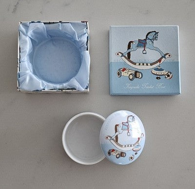 Cavania Little Ones Fine China Keepsake Trinket Box Rocking Horse Blue Giftware