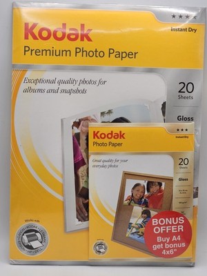 Kodak Premium Photo Paper A4 Glossy 20 Sheets with Bonus 4x6 Pack