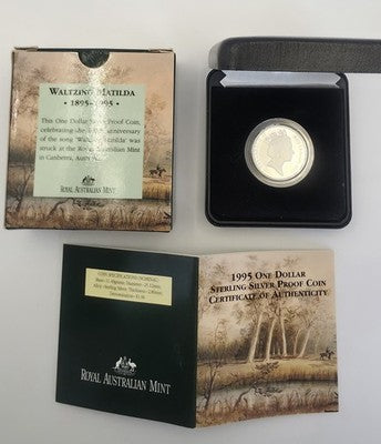 1995 Australia $1 Waltzing Matilda Silver Proof Coin Royal Australian Mint RAM