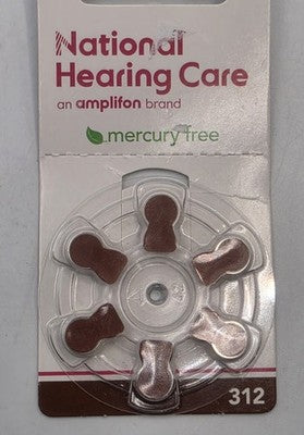 Amplifon 312 Zas Hearing Aid Batteries - 6-Pack - Mercury Free - 02-2023