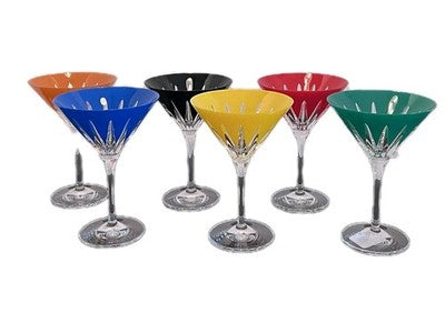Waterford New Year Firework Set of 6 MULTICOLORED Martini Glasses - New in Box