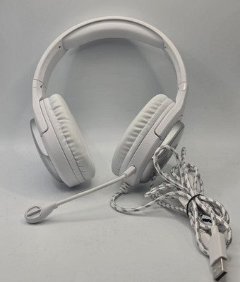 Audeo HS002 White Wired Gaming Headset with Boom Mic and LED Lighting