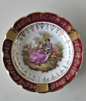 Vintage Goudeville Limoges Porcelain Ashtray Made In France with Stamp 11cm