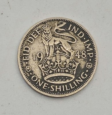 Vintage 1948 Great Britain George VI One Shilling English Crest Coin