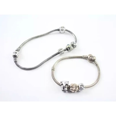 Pandora Sterling Silver Bracelet Set with Charms (2x) (54g)