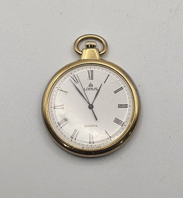 Lorus Gold Tone Quartz Pocket Watch V501-0A00 Roman Nume - In Working Condition