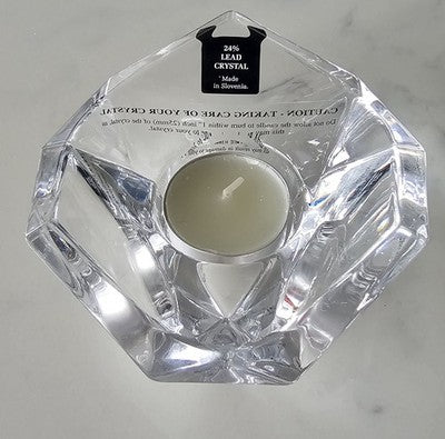 24% Lead Crystal Candle Holder Geometric Star Shape Made in Slovenia