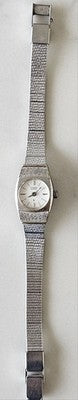 Vintage Citizen Quartz Ladies Watch Bark Texture Case 3220-895371 Silver Tone