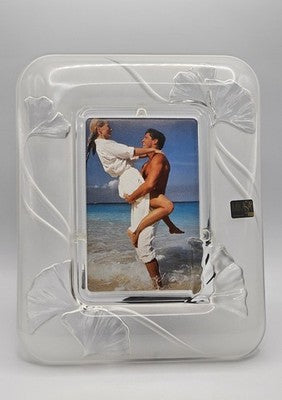 Mikasa German Made Glass Picture Frame Frosted Ginkgo Motif Leaf - Photo 6x4"