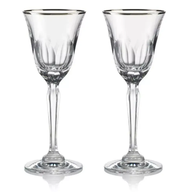 Rogaska Aulide Platinum White Wine Set Of 2