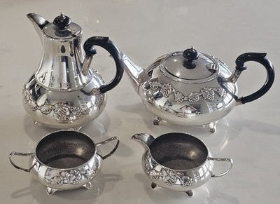Vintage Waterhouse Plate EP AI Silverplate Tea & Coffee Set Grape Motif 4-Piece