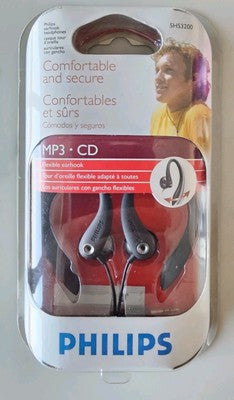 Philips SHS3200BK 37 Flexible Earhook Headphones, Black - 1.2M CABLE