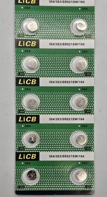 10 LiCB 364 SR621SW Silver Oxide 1.55V Watch Batteries 363 164