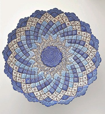 Vintage Persian Meenakari Hand-Painted Enamel on Copper Wall Plate 34cm