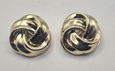 Gold Tone Knot Design Clip-On Earrings