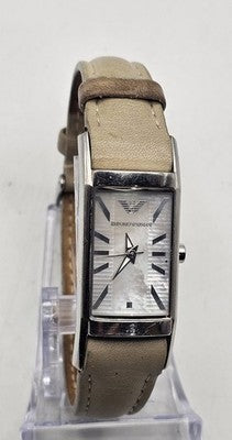 Emporio Armani AR-5591 Women's Watch – Mother of Pearl Dial – Tan Leather Strap