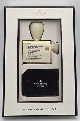 NIB Authentic KATE SPADE Rotating Stamp and Ink Set (Stamp with Pad) Black Ink