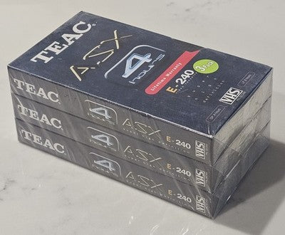 TEAC ASX E-240 Super High Definition VHS Blank Video Cassette Tapes - Pack of 3