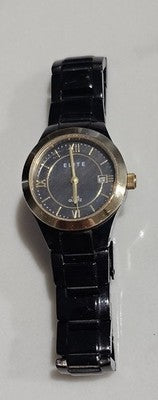 Elite 5088181 Black & Gold Stainless Steel Women's Quartz Watch - 100M Water Res