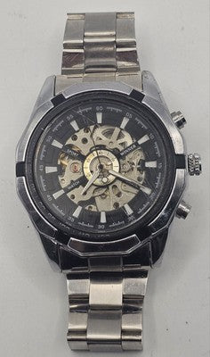 Winner Sport Automatic Watch - Black Dial Skeleton Movement Men's